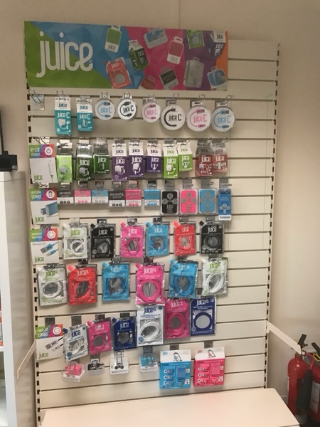 The Juice display wall, from Mary-Anne’s years as Sales Director